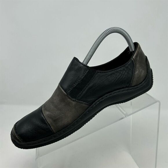 Rieker Multicolor Gray and Black Leather Loafers Slip On Casual Shoes Size 40 - Picture 3 of 14